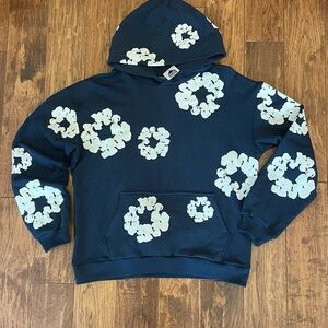Navy Blue Floral Hoodie
